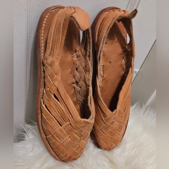 Vintage Interwoven Brown Leather Sandals Size 6🌴 - Picture 6 of 8